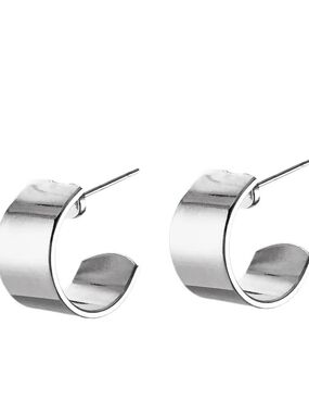 Biko Flat Minimalist Silver Hoops